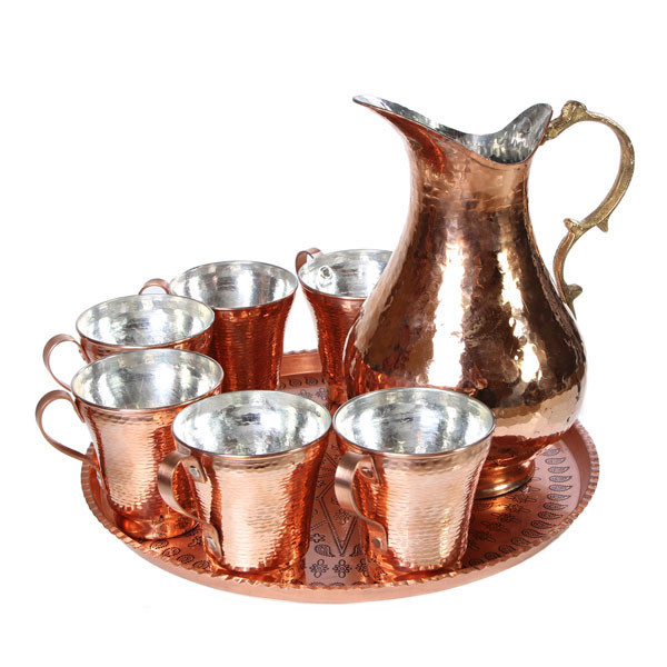 ست 8 تکه پارچ و لیوان مسی کد ZH28