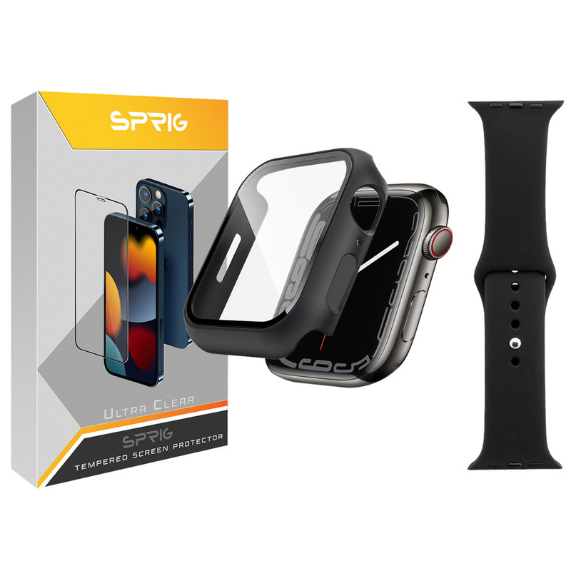 بند اسپریگ مدل Sic مناسب برای اپل واچ Series 8 Aluminum 45mm / Series 7 Aluminum 45mm میلی متر به همراه کاور