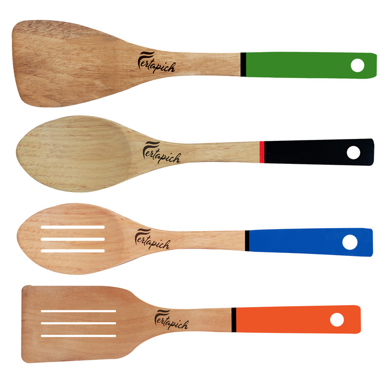 سرویس کفگیر و ملاقه 4 پارچه فرتاپیچ مدل چوبی کد 065