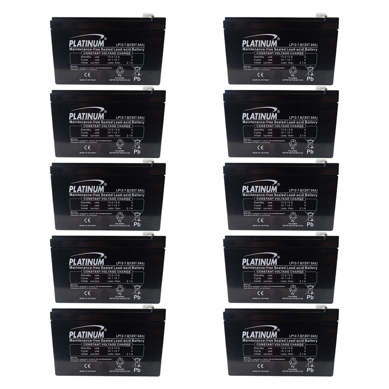 خرید و قیمت باتری یو پی اس 12 ولت 7 آمپرساعت پلاتینیوم مدل PLT-12.7VAh مجموعه ده عددی