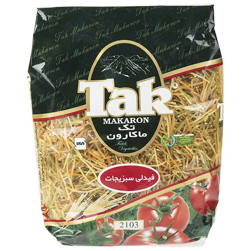 خرید و قیمت رشته فرنگی فیدلی با طعم سبزیجات تک ماکارون مقدار 500 گرمی