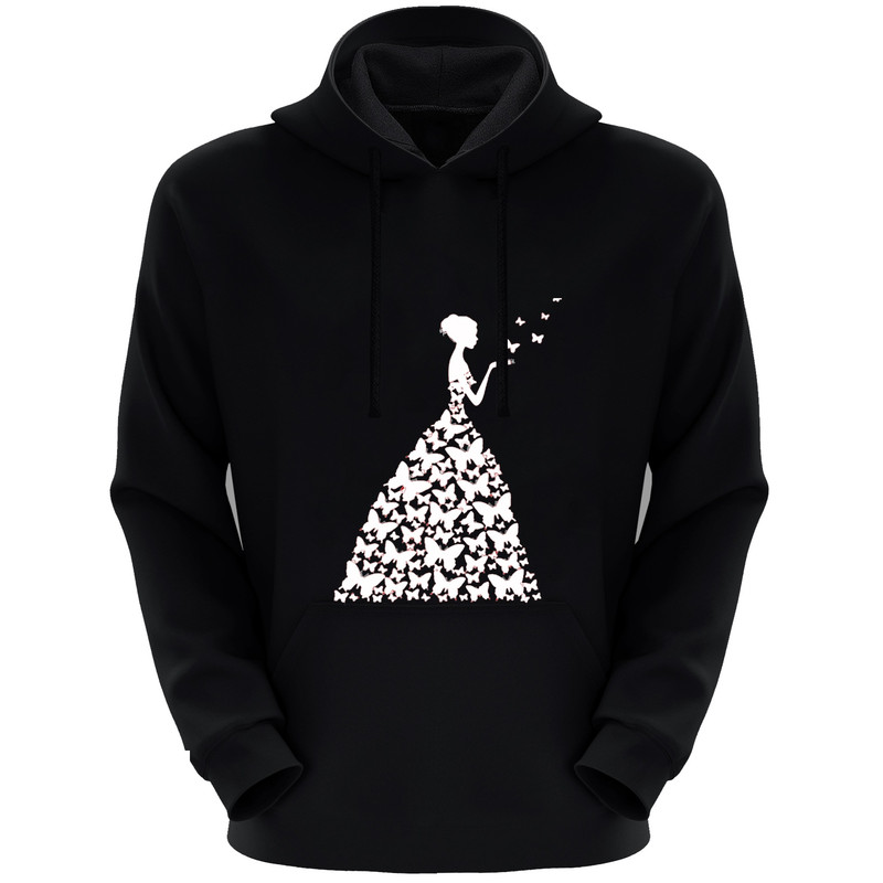 هودی زنانه طرح دختر کد F04 رنگ مشکی