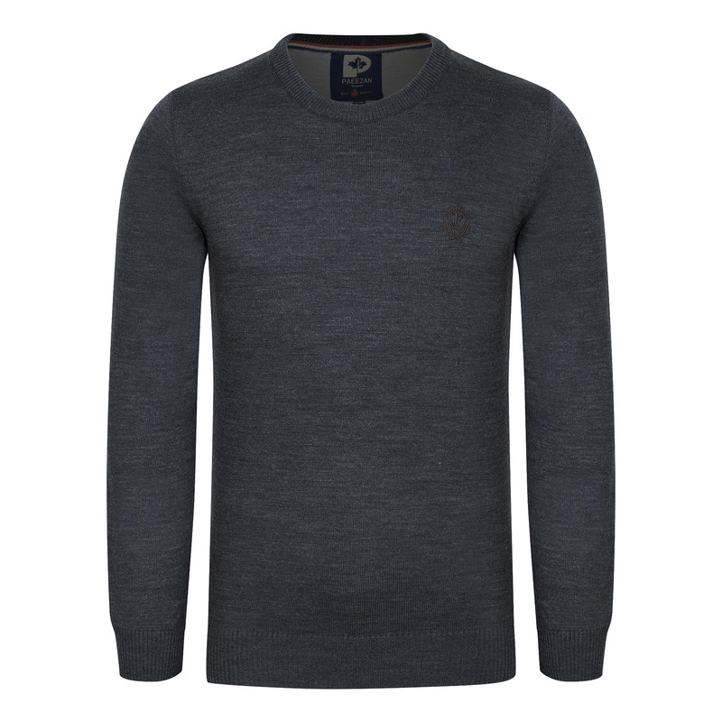 پلیور مردانه تریکو پاییزان مدل یقه گرد کد PR700 رنگ زغالی