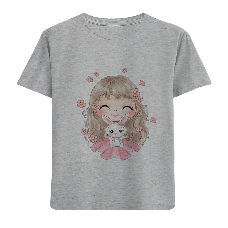 تی شرت آستین کوتاه بچگانه مدل دختروشکوفه D251