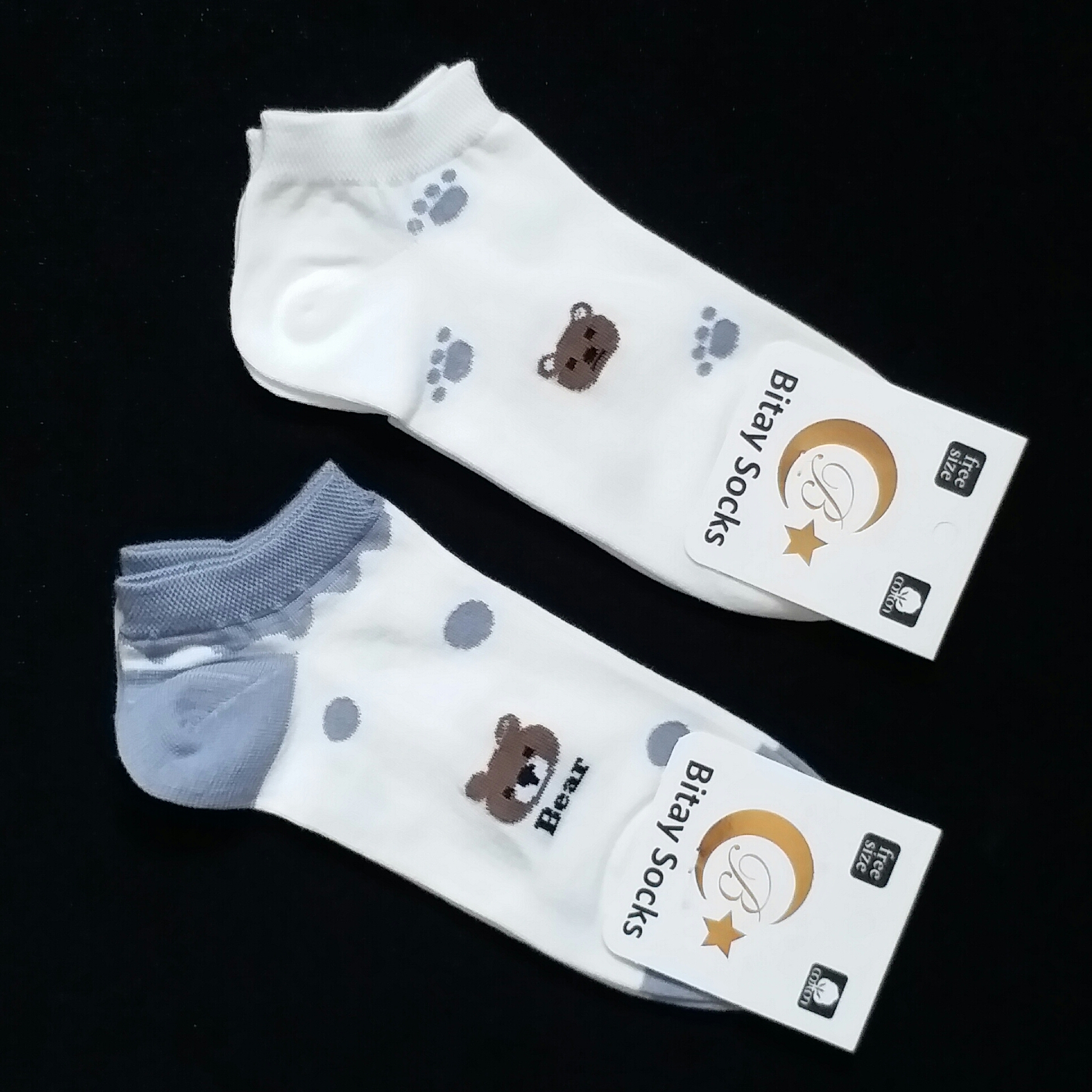 جوراب ساق کوتاه زنانه مدل خرس تدی کد J115 مجموعه 2 عددی