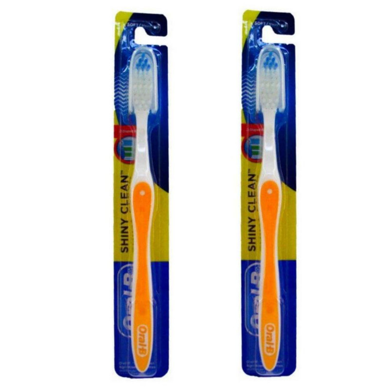خرید و قیمت مسواک اورال-بی مدل Shiny Clean با برس متوسط بسته 2 عددی