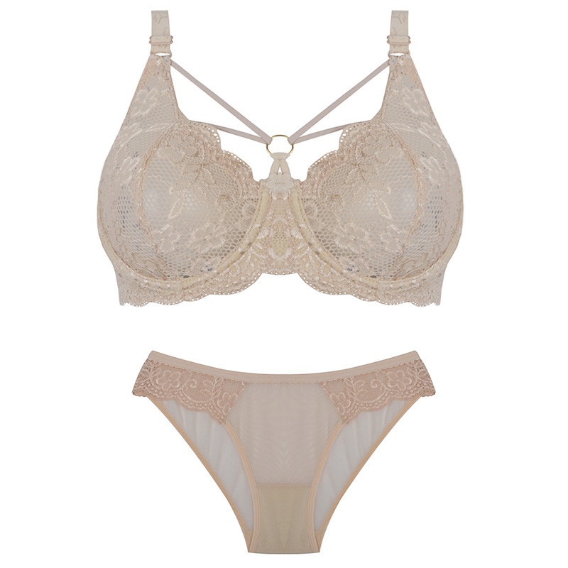 ست شورت و سوتین زنانه دکسونری مدل 355010009 فنردار گیپور رنگ کرم