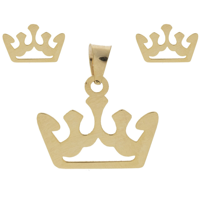 نیم ست طلا 18 عیار زنانه طرح تاج کد SG567