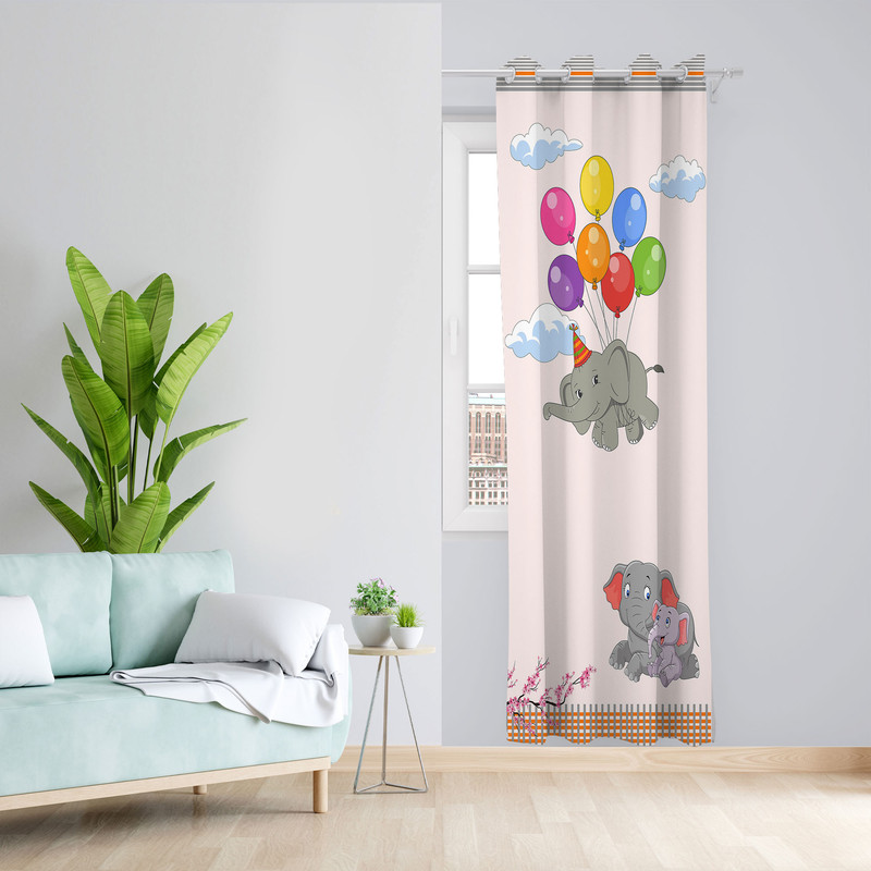 پرده مدل فیل و بادکنک مخمل پانچی کد 1826 سایز 140x280 سانتی متر