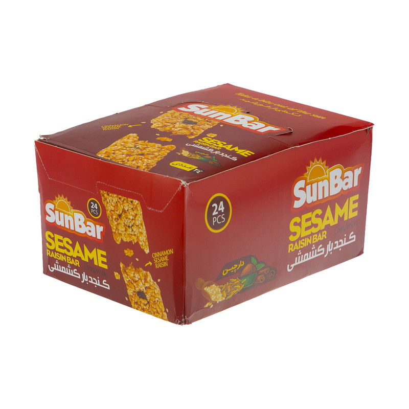 خرید و قیمت کنجد بار کشمشی سان بار با طعم دارچین - 30 گرم بسته 24 عددی