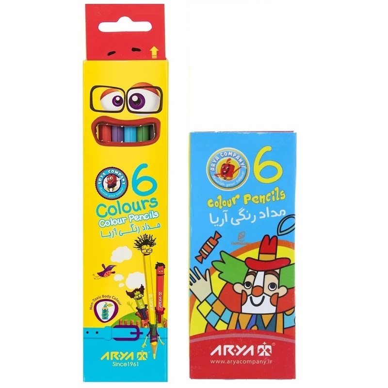 مداد 6 رنگی آریا مدل ماه به همراه مداد رنگی مجموعه 12 عددی