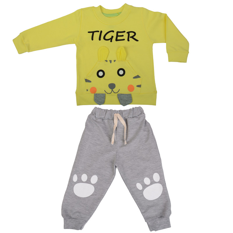 ست سویشرت و شلوار پسرانه مدل Tiger رنگ زرد