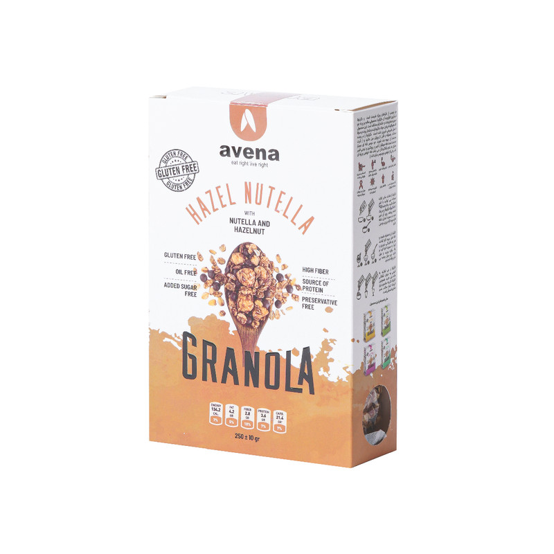 خرید و قیمت گرانولا جودوسر و عسل نوتلا و فندق و شکلات چیپسی بدون گلوتن اونا - 250 گرم