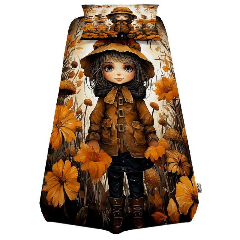 سرویس ملحفه هزاردستان طرح دختر نوجوان کد rot139 یکنفره دو تکه