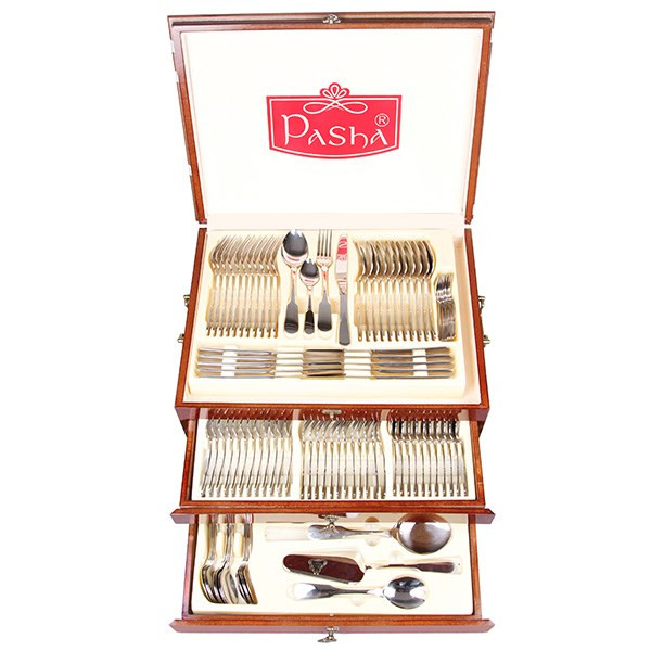 سرویس قاشق و چنگال 129 پارچه صنایع استیل ایران مدل برشیا کد 5