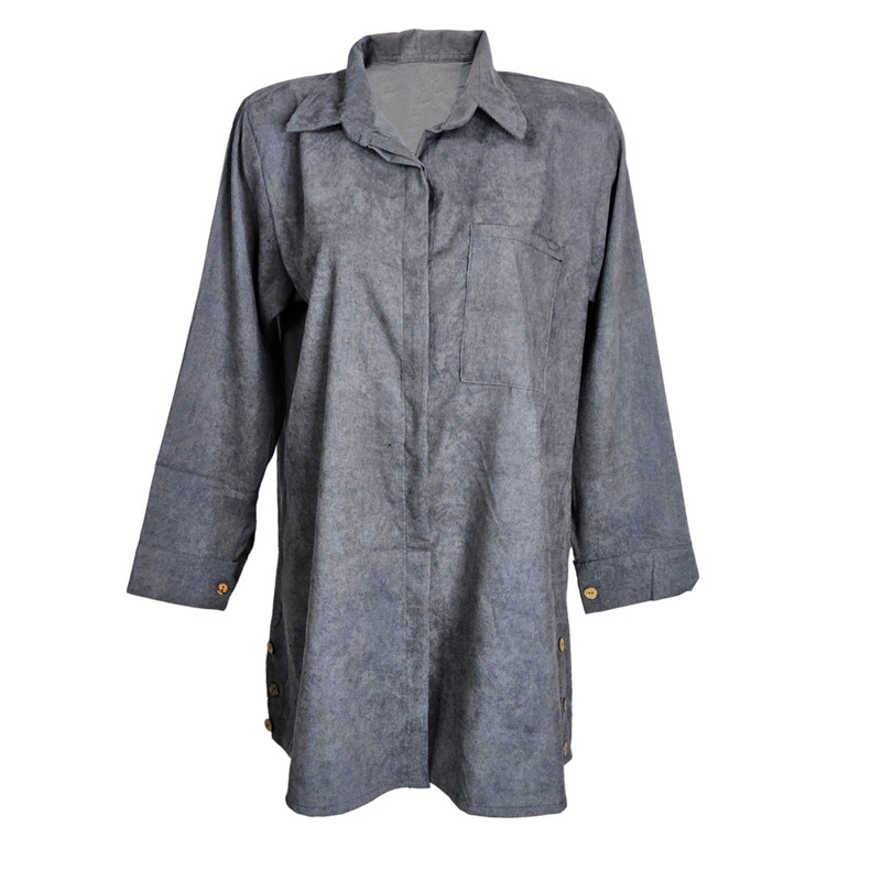 مانتو زنانه مدل مخمل کبریتی رنگ طوسی