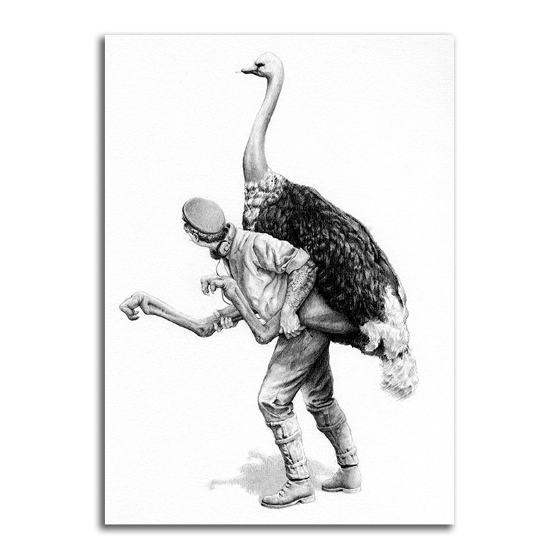 تابلو شاسی مدل نقاشی مدرن تلفیقی شترمرغ کد 02124