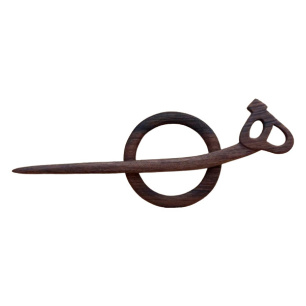 گیره مو دخترانه مدل کانزاشی چوبی حرف هـ و حلقه