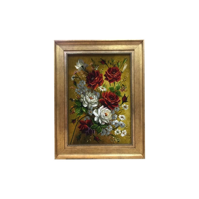 تابلو فرش دستباف مدل گل رز