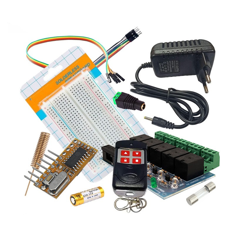 کیت راه اندازی کنترل از راه دور 4کانال با ریموت فرستنده و ماژول گیرنده رادیویی مدل RXC6-433