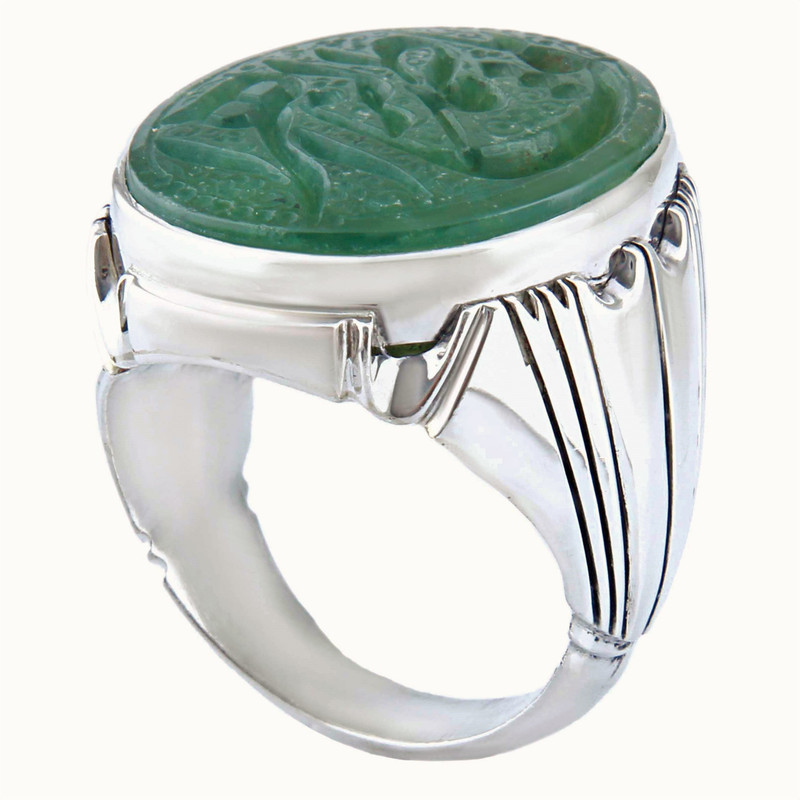 انگشتر نقره مردانه مدل رکاب دست ساز شیرازی عقیق خطی کلکسیونی کد AM_04412