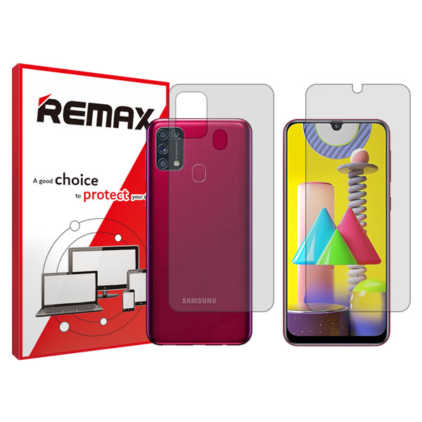 محافظ صفحه نمایش شفاف ریمکس مدل HyGEL مناسب برای گوشی موبایل سامسونگ Galaxy M31 به همراه محافظ پشت گوشی