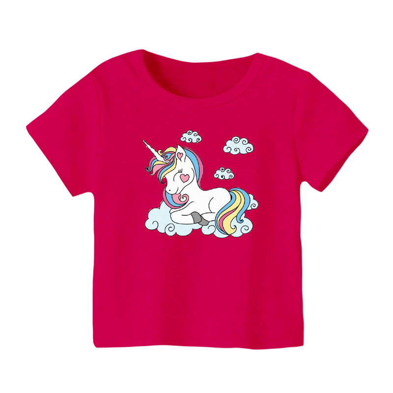 خرید و قیمت تی شرت آستین کوتاه بچگانه مدل یونیکورن کد ۱۷ رنگ سرخابی