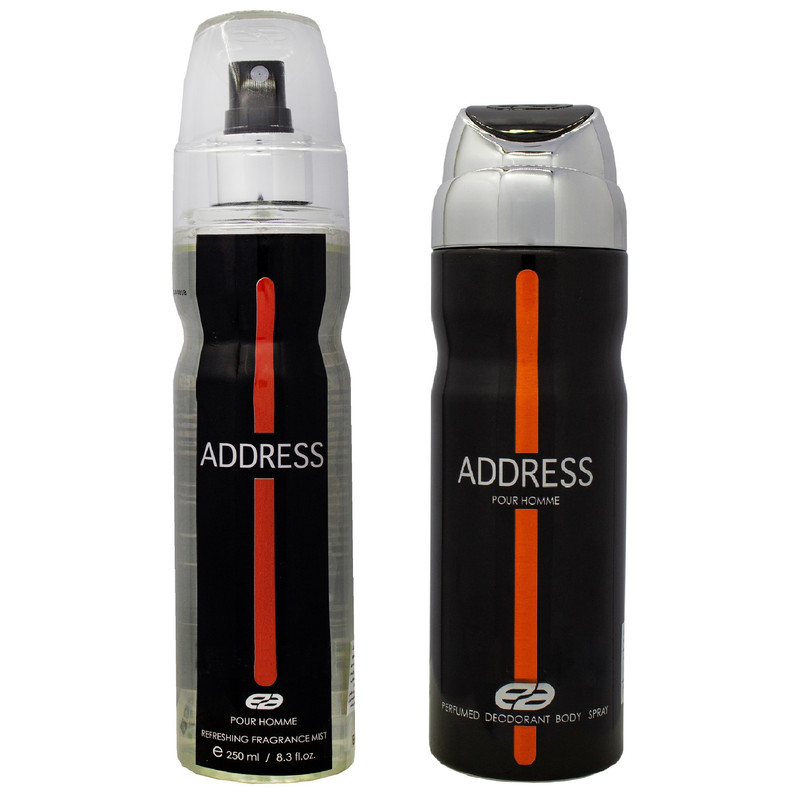 خرید و قیمت بادی اسپلش مردانه عماد آرا مدل Adress حجم 250 میلی لیتر به همراه اسپری بدن مردانه عماد آرا مدل Adress حجم 200 میلی لیتر