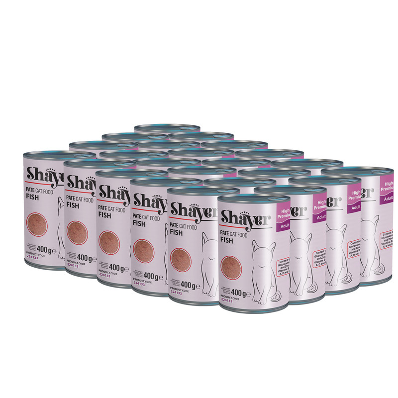 کنسرو غذای گربه شایر مدل ماهی sh31224 وزن 400 گرم بسته 24 عددی