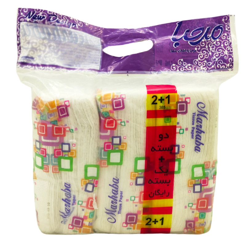 دستمال کاغذی 100 برگ مرحبا مدل MAR-MORLOZ بسته 3 عددی