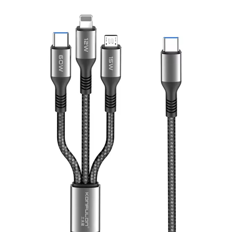 کابل تبدیل usb-C به usb-C / MicroUSB / لایتنینگ کانفلون مدل DC62 طول 1.2 متر