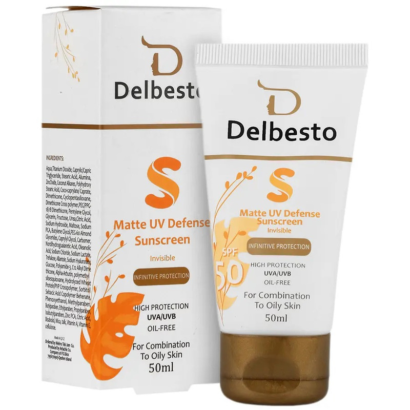 خرید و قیمت کرم ضد آفتاب بدون رنگ دلبستو SPF 50 مدل 01 مناسب برای پوستهای چرب حجم 50 میلیلیتر