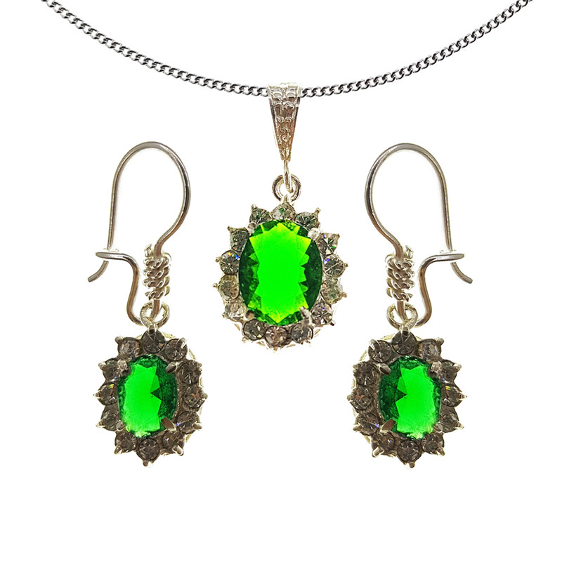 نیم ست نقره زنانه سلین کالا مدل زمرد کد 95