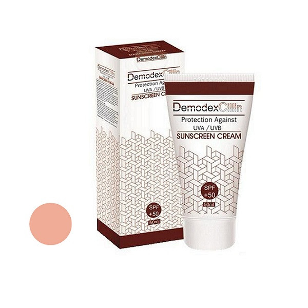 کرم ضد آفتاب رنگی دمودکسیلین SPF 50 مدل 02 مناسب برای انواع پوست حجم 50 میلیلیتر