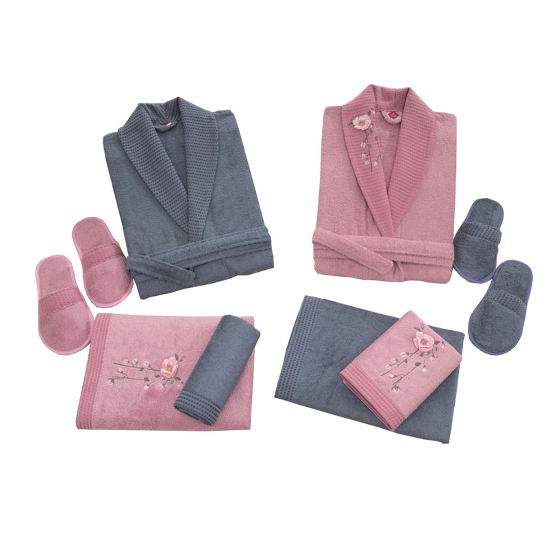 سرویس حوله پالتویی 10 تکه کاتن باکس مدل 3D Nakışlı