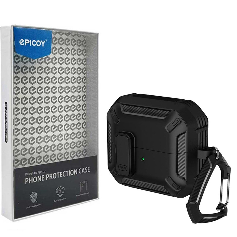 کاور اپیکوی مدل EggShell Carbon مناسب برای هدفون سامسونگ Galaxy Buds 3 / 3 Pro به همراه آویز