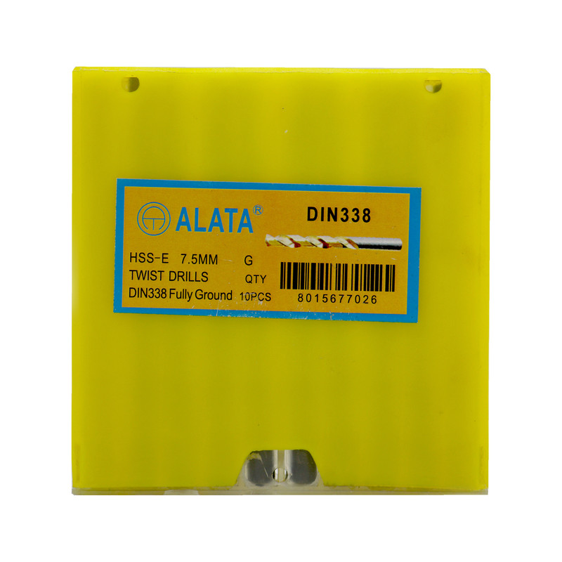 مته آهن آلاتا مدل YP-HSS-E-DIN338-07.5MM سایز 7.5 میلی متر مجموعه 10عددی