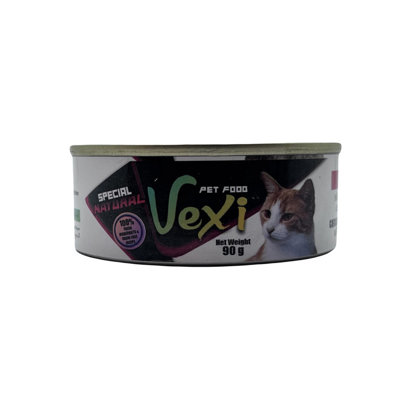کنسرو غذای گربه وکسی مدل پته سینه مرغ و بوقلمون وزن 90 گرم