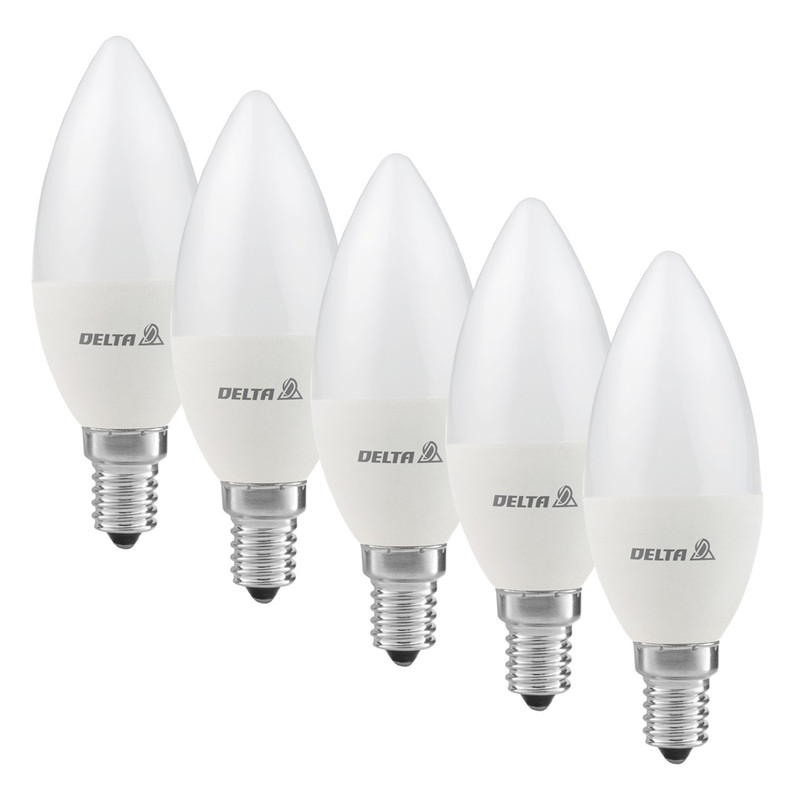لامپ ال ای دی 7 وات دلتا مدل شمعی پایه E14 بسته 5 عددی