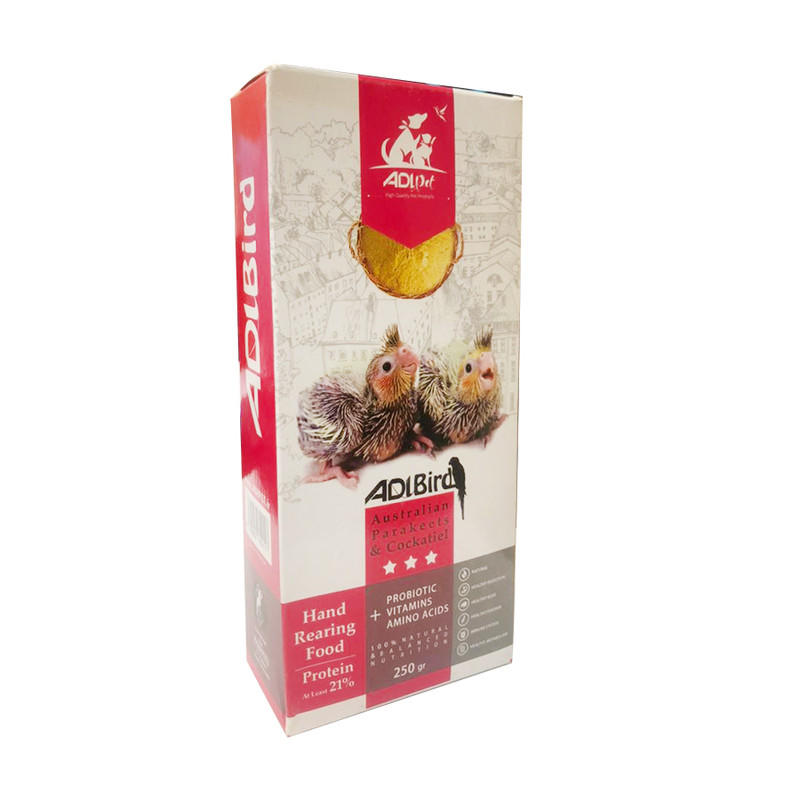 غذای کمکی پرنده آدی پت مدل عروس هلندی و طوطی سانان وزن 250 گرم