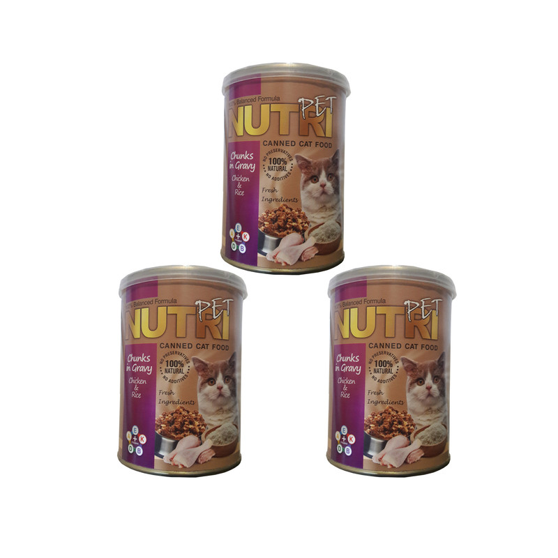 خرید و قیمت کنسرو غذای گربه نوتری پت مدل چانک مرغ و برنج وزن 1275 بسته 3 عددی