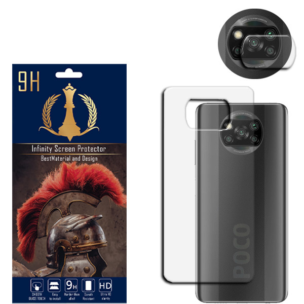 خرید و قیمت محافظ لنز دوربین اینفینیتی مدل po3 مناسب برای گوشی موبایل شیائومی POCO X3 / POCO X3 PRO به همراه محافظ پشت گوشی