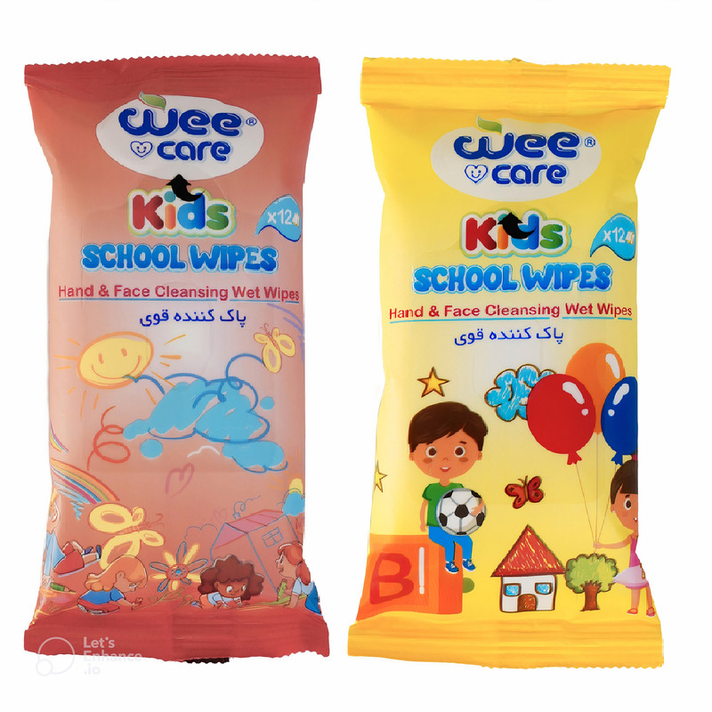 خرید و قیمت دستمال مرطوب کودک وی کر مدل جیبی Kids Wipes School Wipes بسته دو عددی