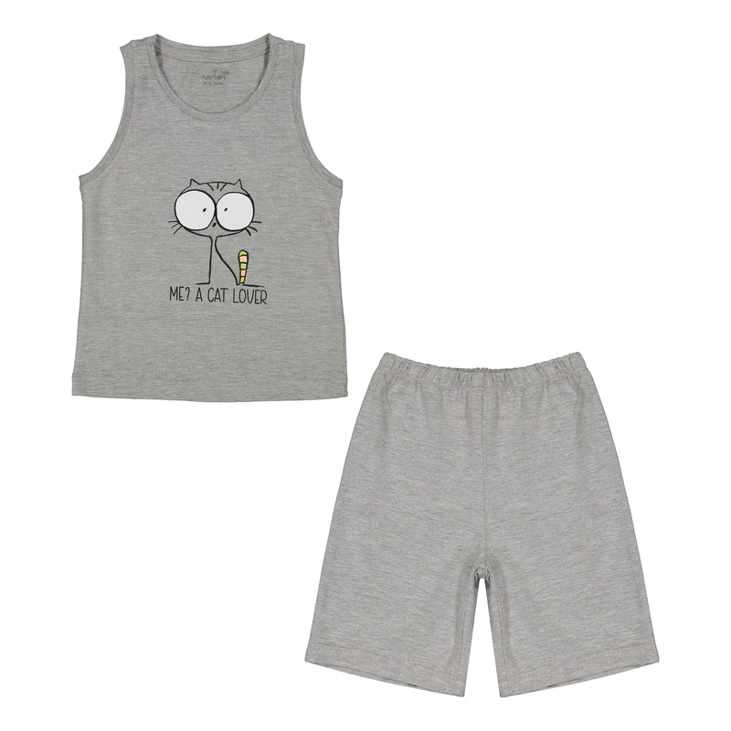 ست تاپ و شلوارک دخترانه ناربن مدل سارا رنگ طوسی