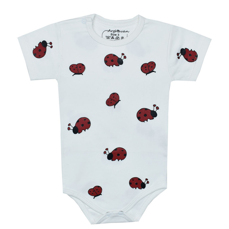 خرید و قیمت بادی آستین کوتاه نوزادی مدل ارغوان کفشدوزک