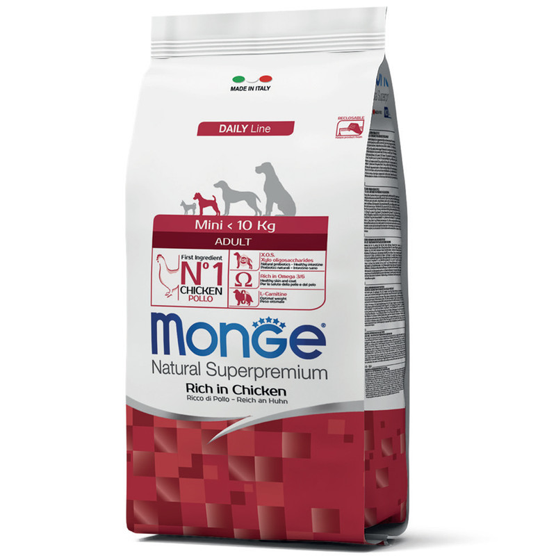 خرید و قیمت غذای خشک سگ مونگه مدل Mini Adult Rich In Chicken-04114 وزن 3 کیلوگرم