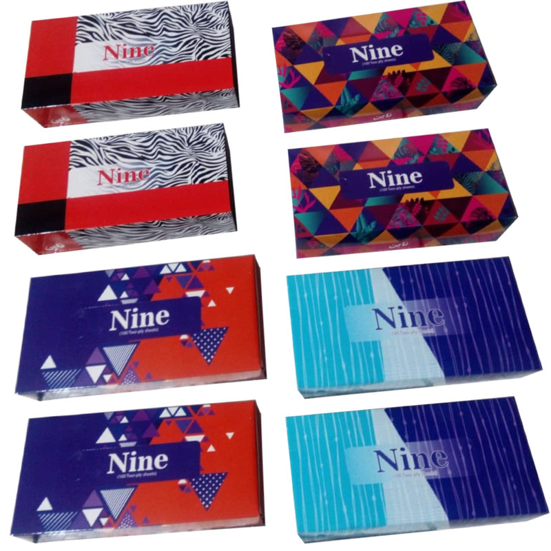 دستمال کاغذی 100 برگ ناین مدل 801 مجموعه 8 عددی