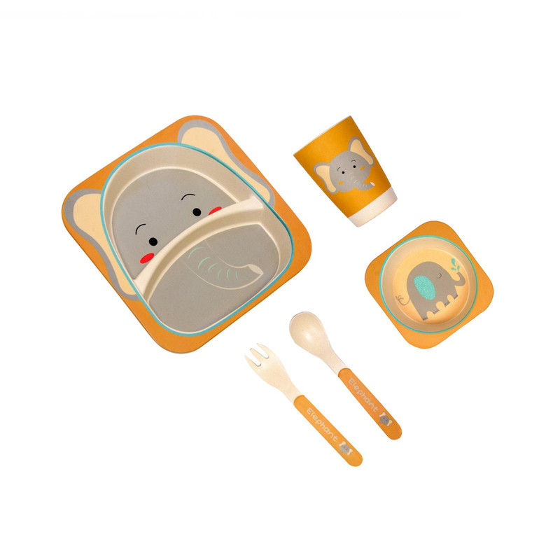 ظرف غذای 5 تکه کودک بامبو کیدز ست طرح فیل کد 3040