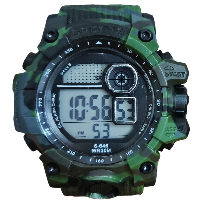 ساعت مچی دیجیتال مدل تک زمانه کرنومتر دار بند سیلیکونی کد 1