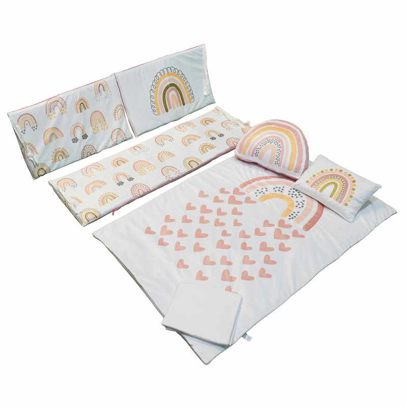 سرویس خواب 7 تکه کودک مامزکیوتی مدل رنگین کمان قلب SK85